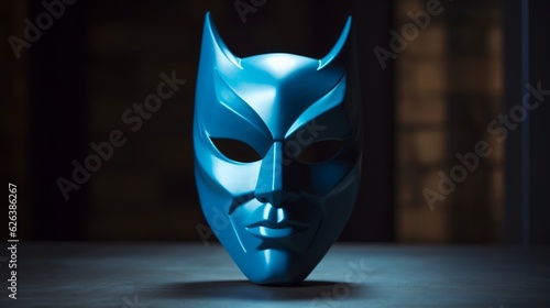 Daring Vision: An Abstract Hero Mask with a Futuristic Background Envisions Heroic Triumph photo