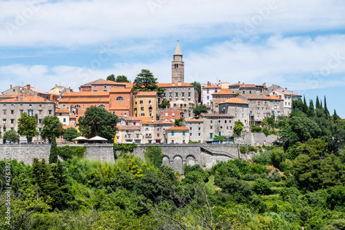 Wonderful town of Labin, Croatia, located on istrian coast, full of old, stone houses and popular destination for tourist visits in summer season photo