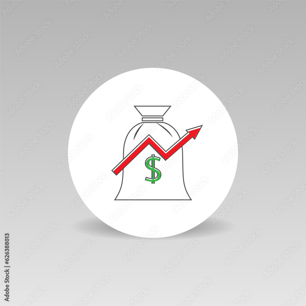 Dollar growth sign icon Money sack, Vector Dollar growth sign icon Money sack, Vector