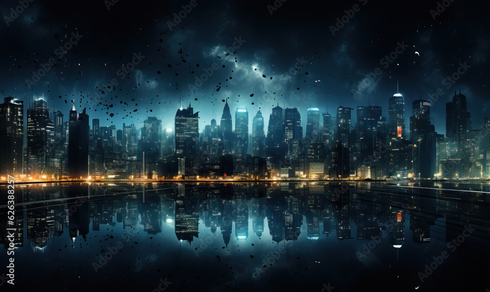Urban landscape, background texture night city top view.