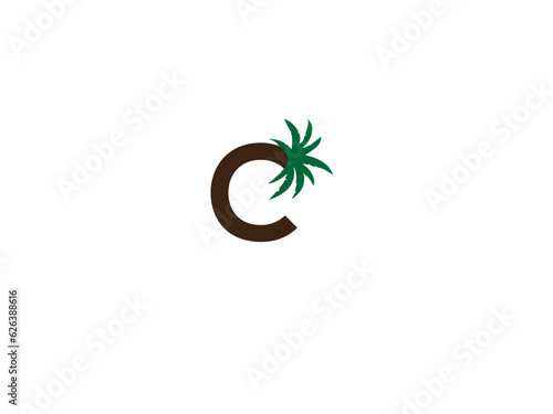 Beautiful Tree Stock Illustrations ,Letter  coconut tree icon design vector.