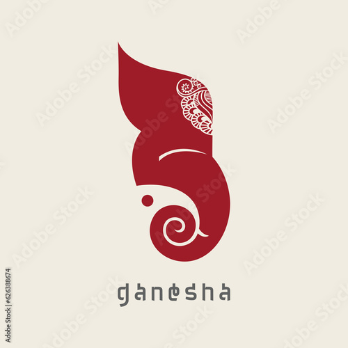 Ganesha, Lord Ganesha, Ganesh, Geometric logo illustration of the Lord Ganesha, Hindu god Ganesha, Hinduism, Ganesh Chaturthi,  Vinayak Chaturthi, Ganesh Festival.