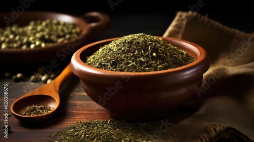 spices in a plate on the table on a beautiful background