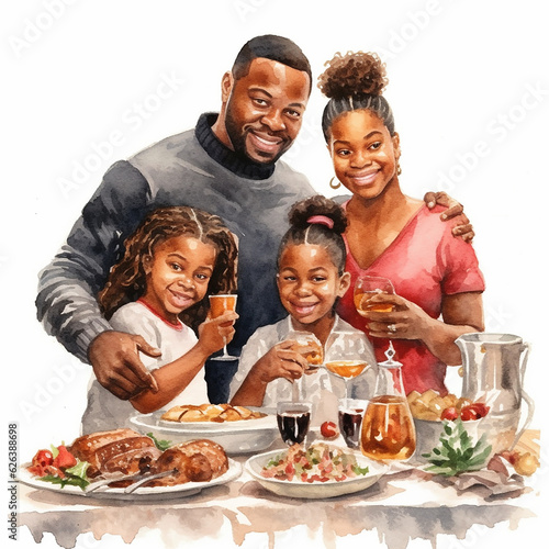 Black Family Christmas Holiday Celebration - Generative AI