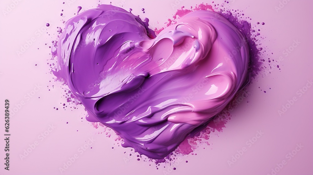  a heart shaped purple and pink substance on a pink background.  generative ai