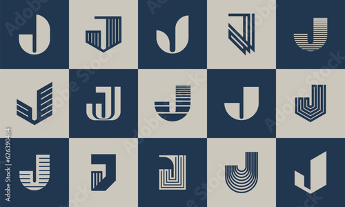 Bundle of creative business letter J logo icon