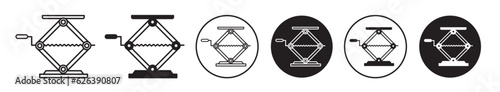 car hydraulic jack icon set. black screw jack vector symbol. suitable for mobile app, and website UI design.