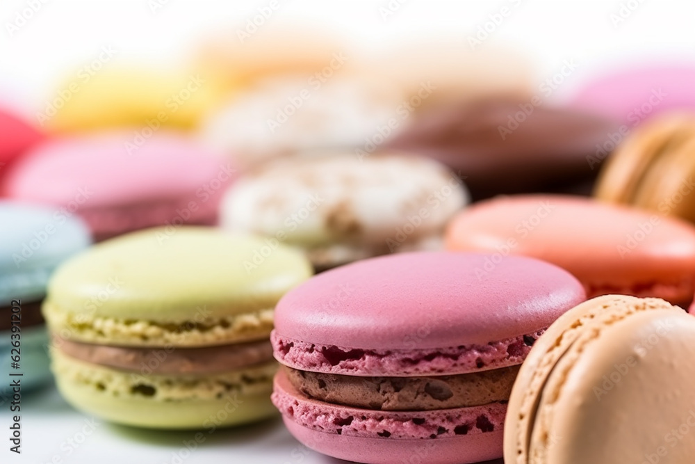 Colorful Macarons - Famous in France on a Pure White Background - Created with Generative AI Tools Colorful Macarons - Famous in France on a Pure White Background - Created with Generative AI Tools