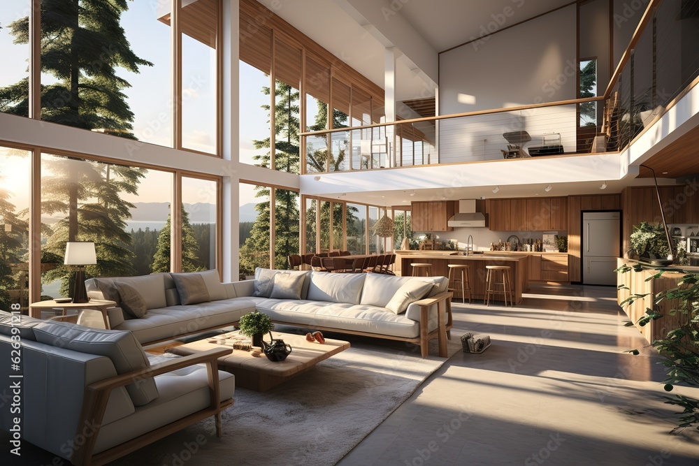 Beautiful Scandinavian living room interior in new luxury home with ...