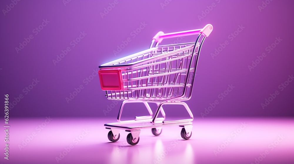 a shopping cart with a red light on top of it. generative ai a shopping cart with a red light on top of it. generative ai