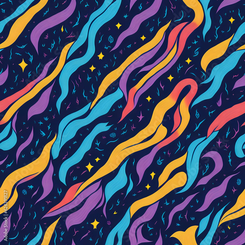 abstract colorful swirl seamless pattern, generative ai