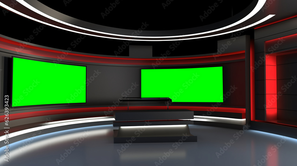 Tv Studio. Backdrop for TV shows .TV on wall. News studio. The perfect backdrop for any green screen or chroma key video or photo production. Tv Studio. Backdrop for TV shows .TV on wall. News studio. The perfect backdrop for any green screen or chroma key video or photo production.