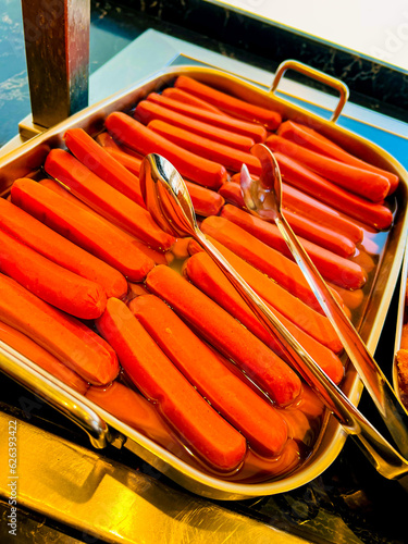 sausages at catering event on some festive event, party or wedding. buffet