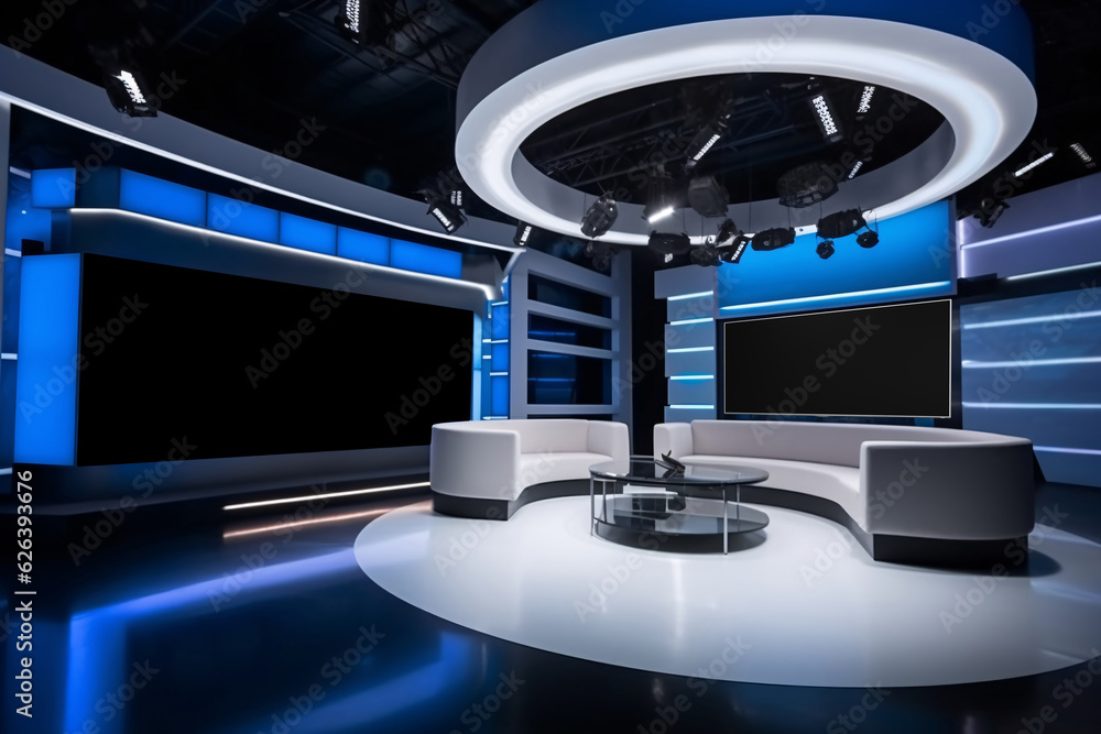 Tv Studio. Backdrop for TV shows .TV on wall. News studio. The perfect ...