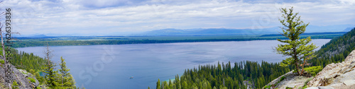 Fototapeta Naklejka Na Ścianę i Meble -  Aerial view of Jenny lake from inspiration point  at Grand Teton National Park
