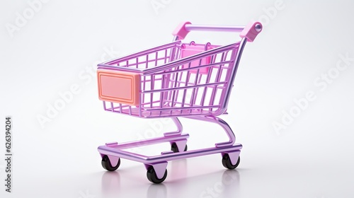  a purple shopping cart with a pink basket on the front. generative ai