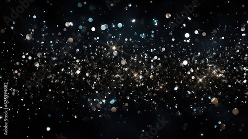  a blurry image of a black background with white and blue dots. generative ai
