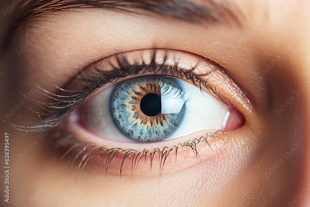Fototapeta premium Blue eye macro shot. High quality photo