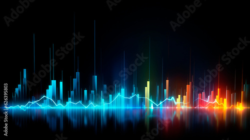 Illuminated graphs illustrating fluctuations. Concept of financial and stock markets. Depiction of market trends. photo