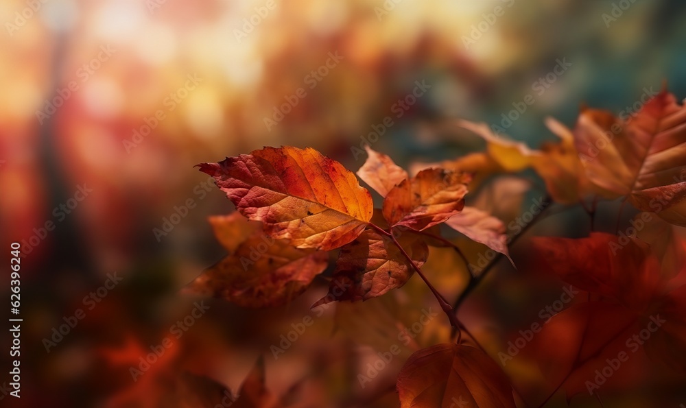 Autumn leaf on a branch. Autumn colorful background, fall backdrop Autumn leaf on a branch. Autumn colorful background, fall backdrop
