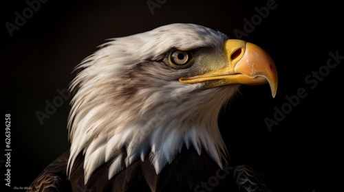 studio photography of an eagle on a black background. american symbol