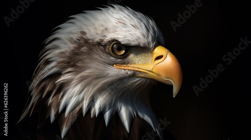 studio photography of an eagle on a black background. american symbol