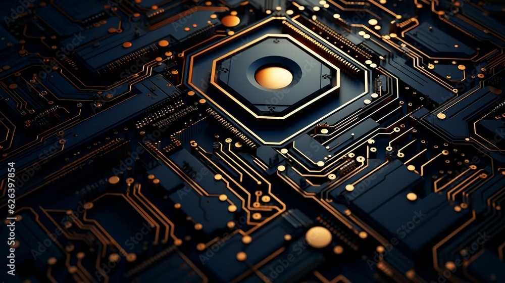 Fototapeta premium Futuristic background with intricate circuit patterns and electronics