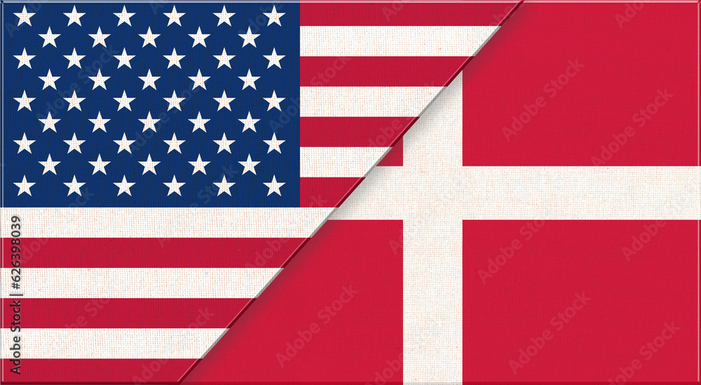 Obraz premium Flags of USA and Denmark. American and Dutch national flags