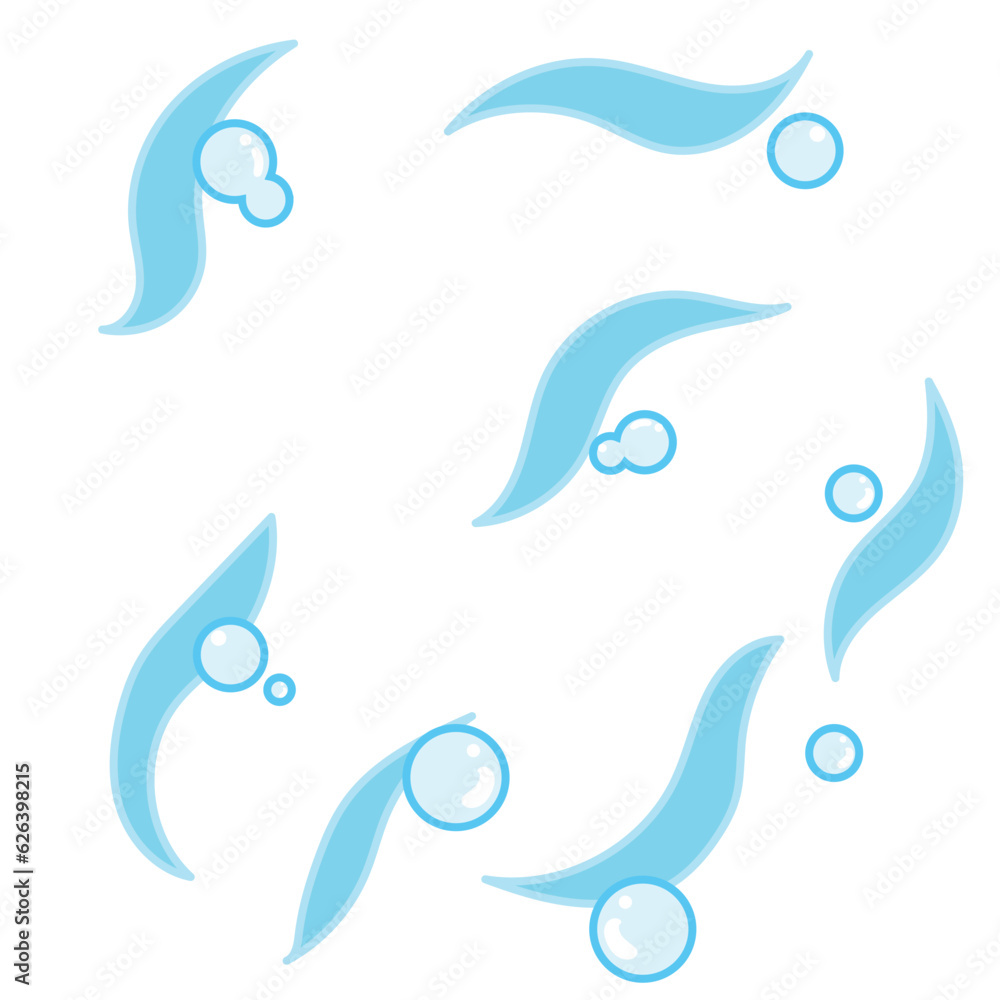 Fototapeta premium Water Swipe and bubble Freehand Comic Effect Memphis