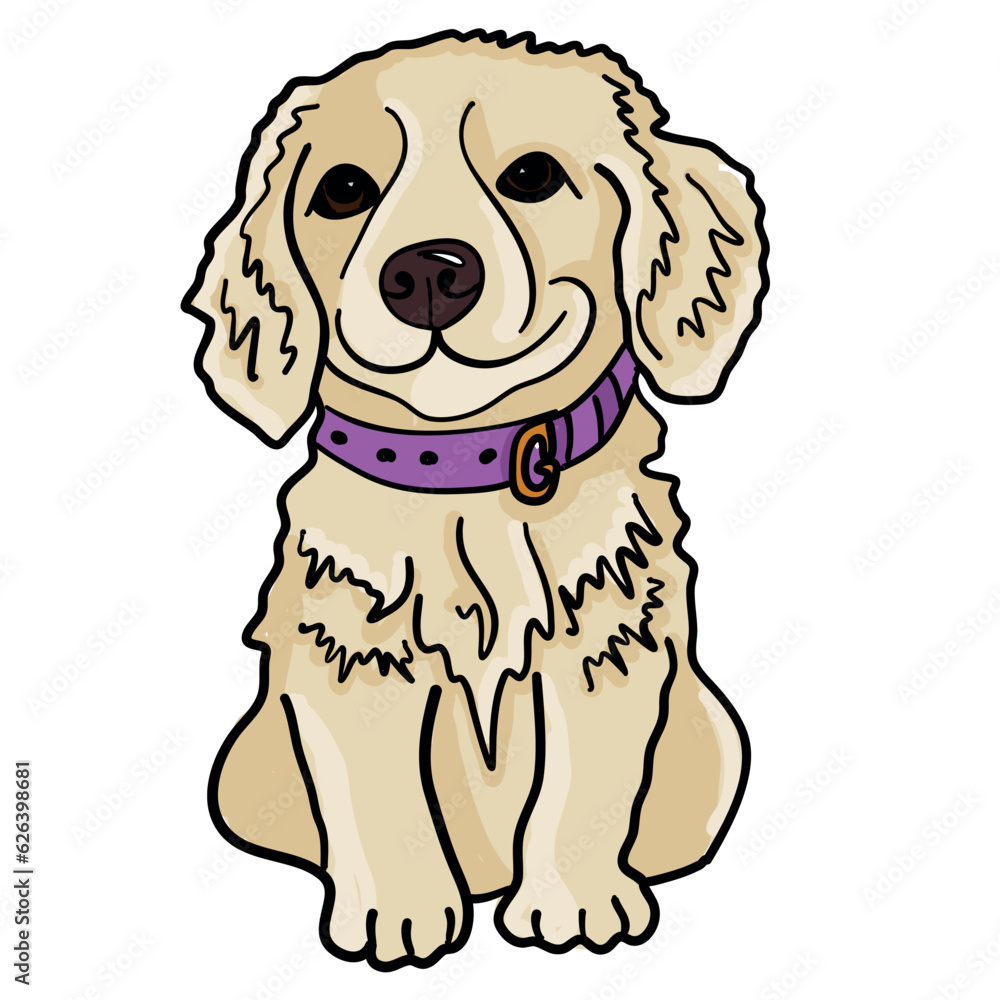Vector colorful simple illustration: cute flat puppy dog ready to print
