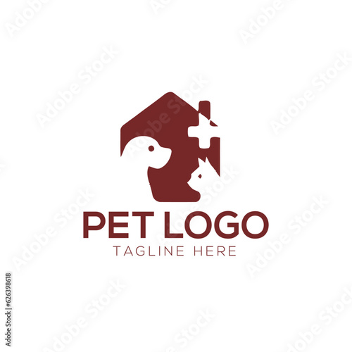 Vector of petshop on white background. Dog and cat. Animals.
