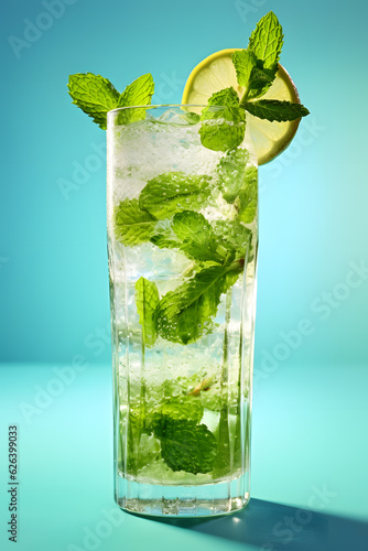 Mojito cocktail with fresh mint and lime