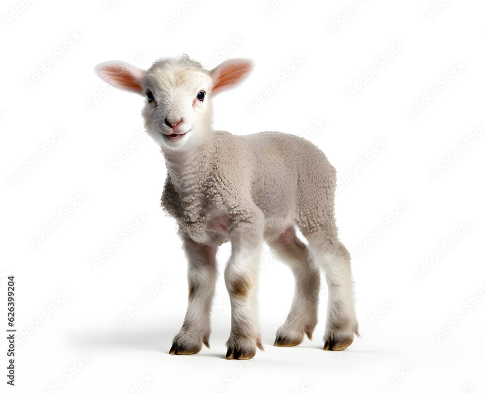 Naklejka premium Lamb on white background