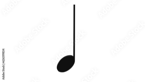 Black quarter music note isolated on white and transparent background. Music concept. 3D render