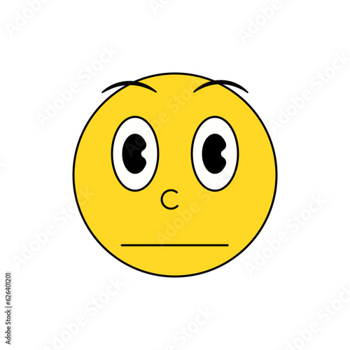Vintage retro surprised emoticon. Vector emoji smiley icon illustration