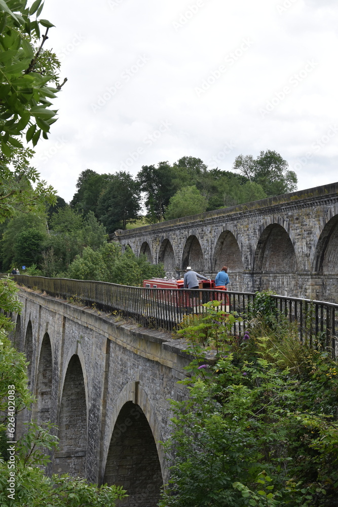 the aqueduct at chirk running parallel to the chirk viaduct