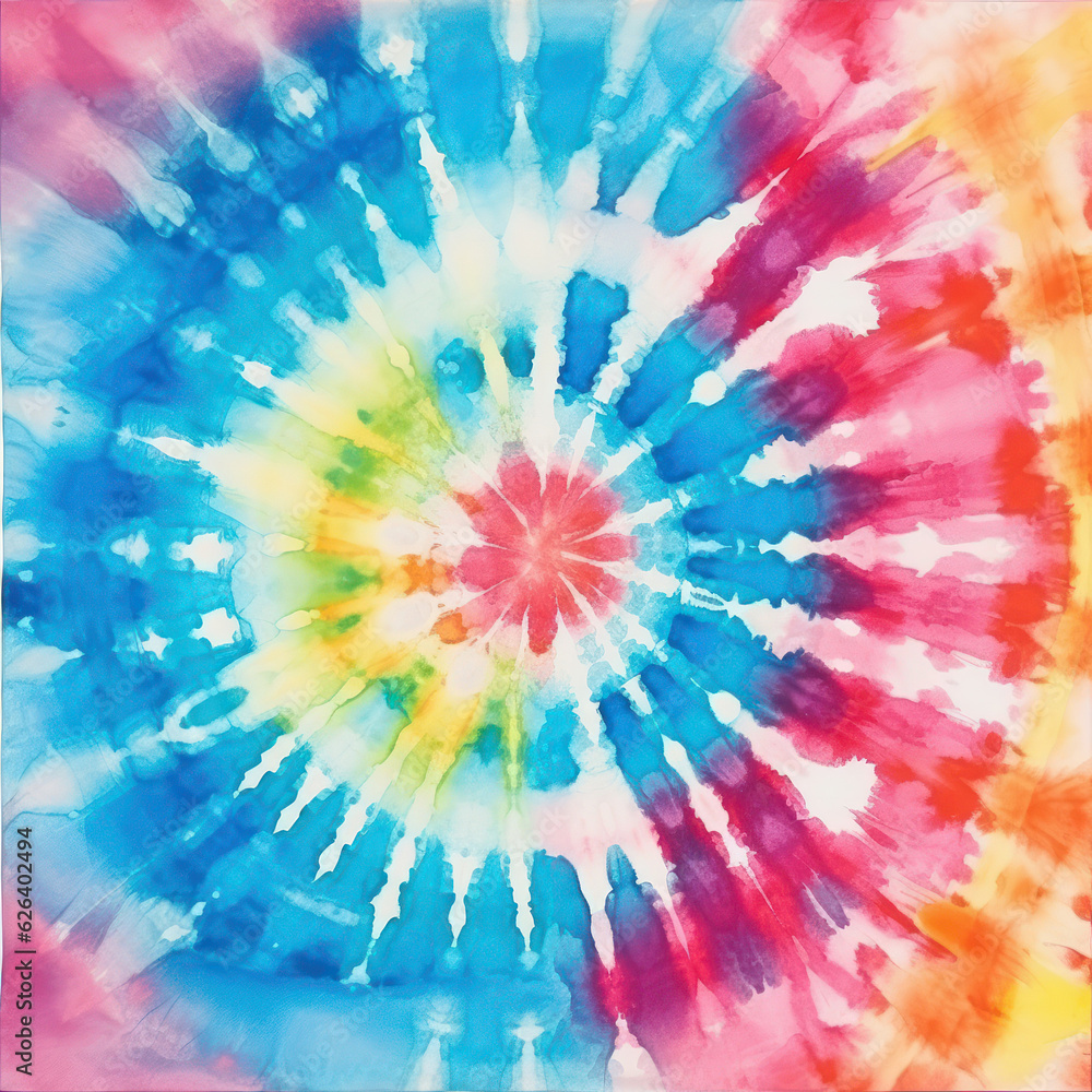 Tie dye abstract psychedelic spiral background.