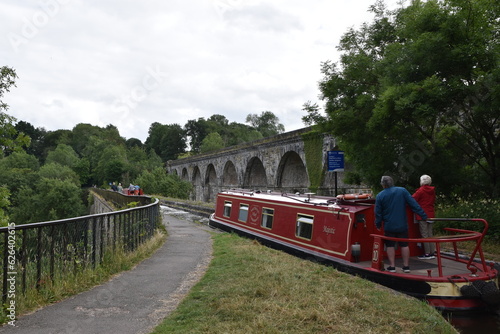 the aqueduct at chirk running parallel to the chirk viaduct photo