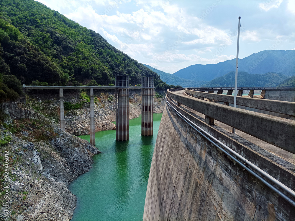 Dam in the mountains. Pantà de Susqueda, Girona, Spain Dam in the mountains. Pantà de Susqueda, Girona, Spain