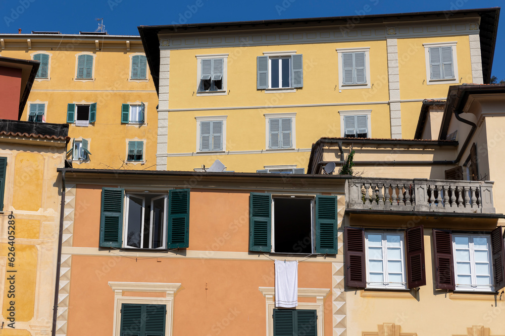 Typical colorful houses in Zoagli, Liguria, Italy