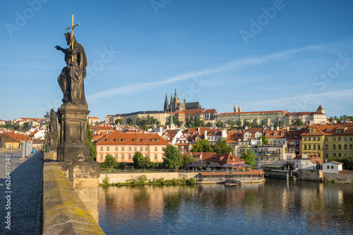 Photography Charles Bridge at sunny day in Prague, Czech Republic.