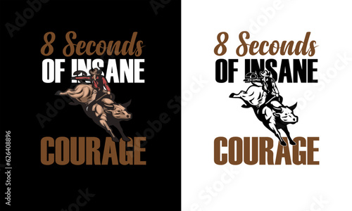 Bull riding t shirt vector	