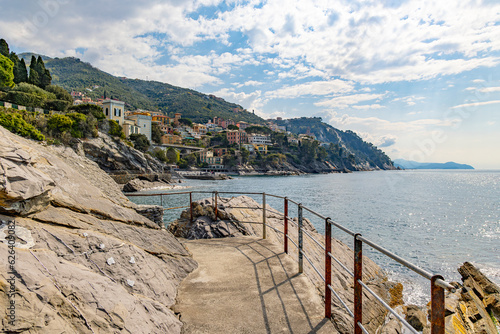 Coastline of Zoagli coast in Italy, Liguria region