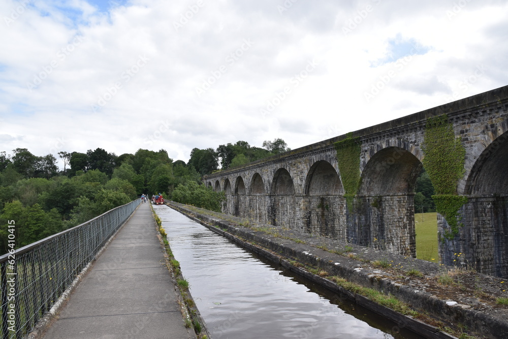 the aqueduct at chirk running parallel to the chirk viaduct