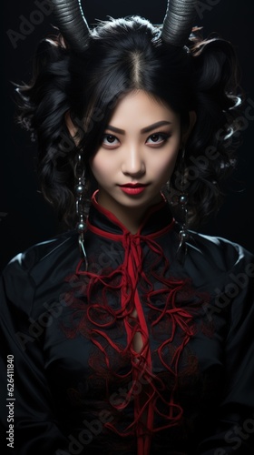 Asian beautiful but dangerous girl with horns, Devil Sukkub