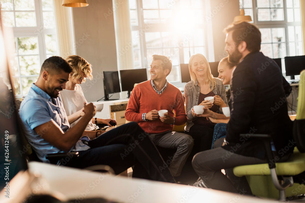 Young people having a meeting in a startup company office Young people having a meeting in a startup company office