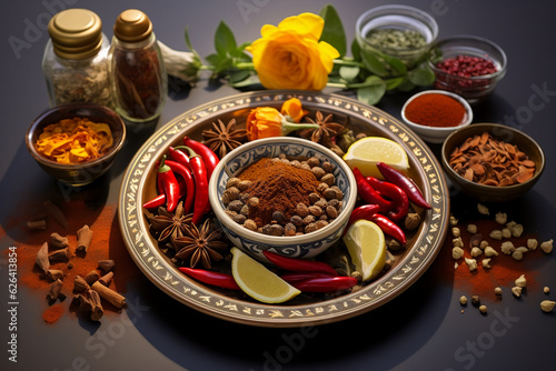 Different spices in the plate