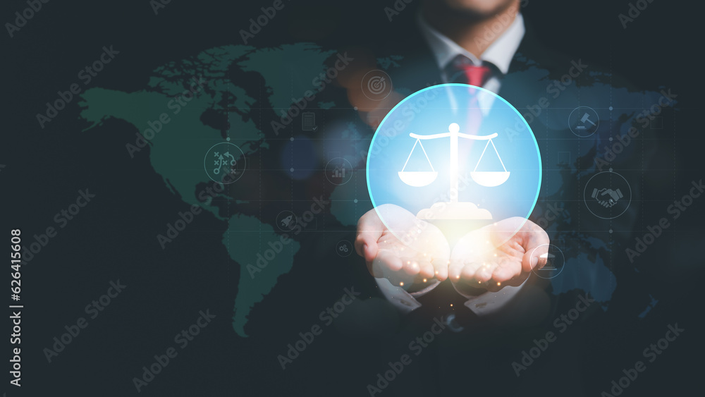 Obraz premium concept of law and justice ,Legal advice for digital technologies , Laws and regulations ,planning for court proceedings ,intellectual property ,Legal contract consulting services