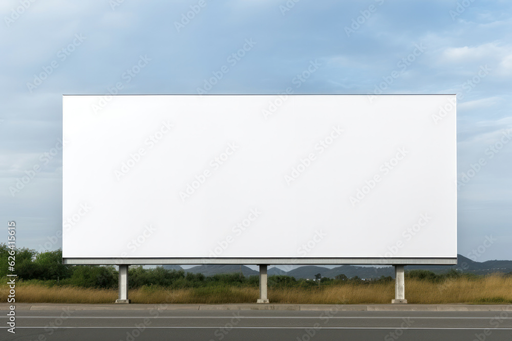 Eye-catching Blank Billboard Mockup on highway: Perfect for Advertising Campaigns, Empty Large Rectangle Board Template. Generative AI Eye-catching Blank Billboard Mockup on highway: Perfect for Advertising Campaigns, Empty Large Rectangle Board Template. Generative AI