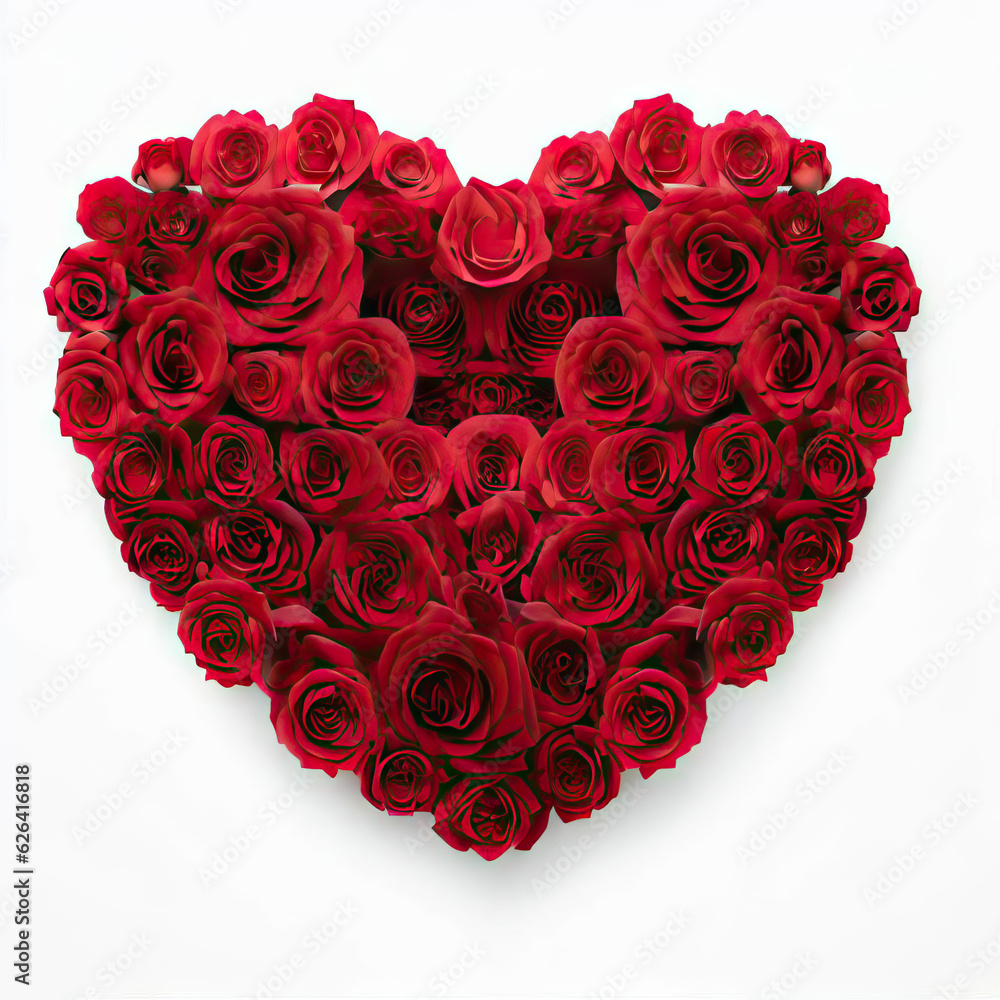 Rose Heartbeat of Love, White Background, Generative AI Rose Heartbeat of Love, White Background, Generative AI